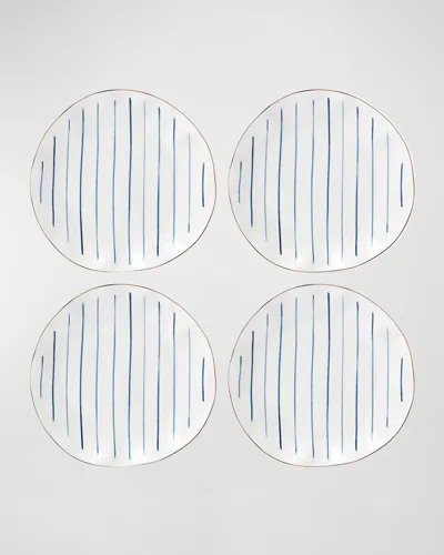 Lenox Blue Bay Stripes Dinner Plates, Set Of 4 In White