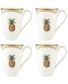 Lenox British Colonial Bamboo Mugs, Set Of 4 In White