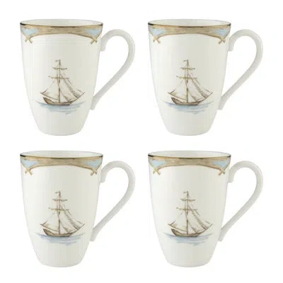 Lenox British Colonial Tradewind Mugs, Set Of 4 In White