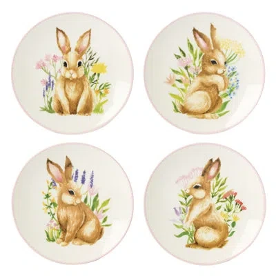 Lenox Bunny Accent Plates - Set Of 4 In White;pink