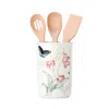 Lenox Butterfly 4 Piece Meadow Utensil Jar With 3 Kitchen Utensils In White