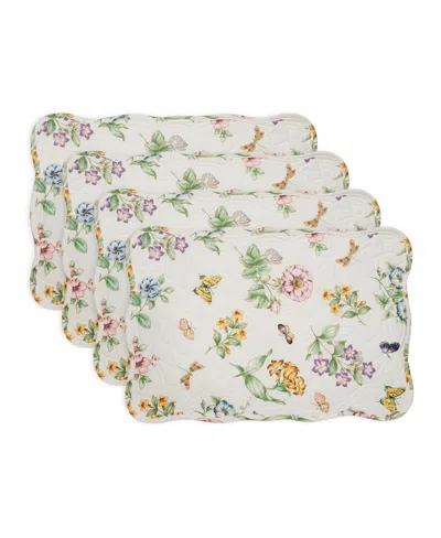 Lenox Butterfly Meadow 13" X 19" Quilted Placemat Set Of 4 In Multi