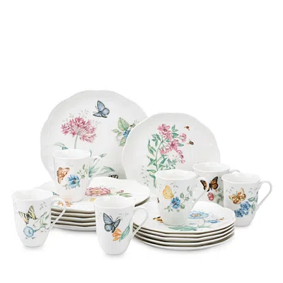 Lenox Butterfly Meadow 18 Piece Dinnerware Set, Service For 6 In White