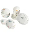 Lenox Butterfly Meadow 24-piece Porcelain Bowl Set In Multi And White