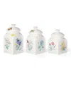 Lenox Butterfly Meadow Kitchen 3 Piece Canister Set, Created For Macy's In White Body With Butterfly Meadow Multi-c