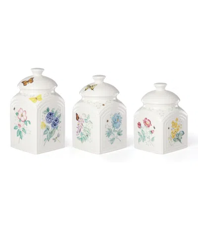 Lenox Butterfly Meadow Kitchen 3 Piece Canister Set, Created For Macy's In White Body With Butterfly Meadow Multi-c