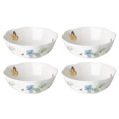 Lenox Butterfly Meadow 4-piece All-purpose Bowl Set In White,brown,green,blue