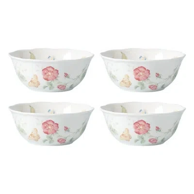 Lenox Butterfly Meadow 4-piece Large All-purpose Bowl Set In White,pink,green,blue