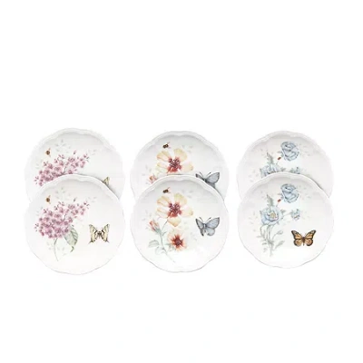 Lenox Butterfly Meadow 6-pc. Porcelain Appetizer Plate In White