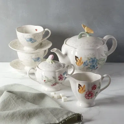 Lenox Butterfly Meadow 7 Piece Teapot Set In White