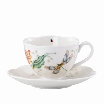 Lenox Butterfly Meadow 8 Oz. Dragonfly Teacup And Saucer In White
