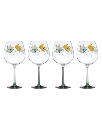 LENOX BUTTERFLY MEADOW BALLOON WINE GLASSES, SET OF 4