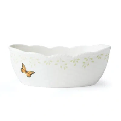 Lenox Butterfly Meadow Bread Basket In White;green
