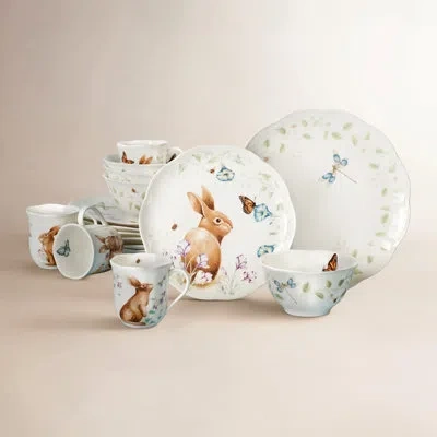 Lenox Butterfly Meadow Bunny 16-piece Set In Brown;white