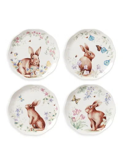 Lenox Butterfly Meadow Bunny 4-piece Accent Plate Set In White