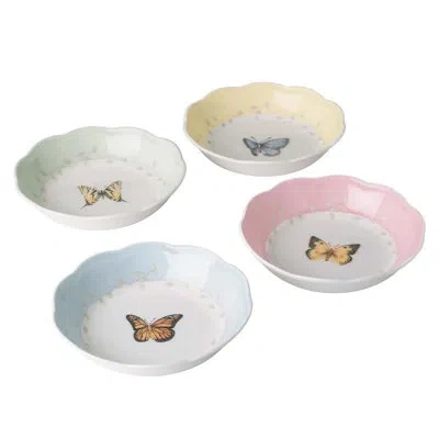 Lenox Butterfly Meadow Colors 4 Piece Cereal Bowl Set In White