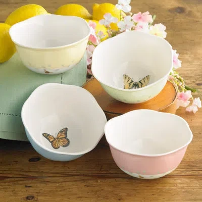 Lenox Butterfly Meadow Colors Dessert Bowl Set In White
