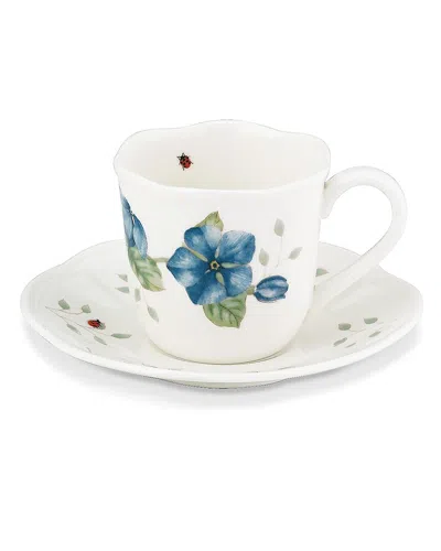 Lenox Discontinued  Butterfly Meadow Espresso Cup & Saucer In White