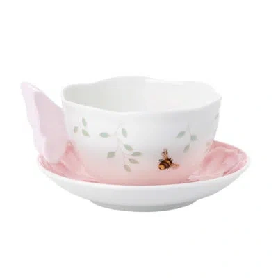 Lenox Butterfly Meadow Figural 8 Oz. Teacup And Saucer In Pink