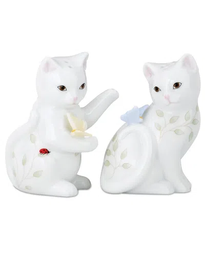 Lenox Butterfly Meadow Figural Kitten Salt & Pepper In White