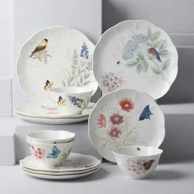 Lenox Butterfly Meadow Flutter 12-piece Dinnerware Set In Green;yellow;pink