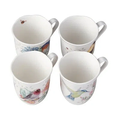 Lenox Butterfly Meadow Flutter 4 Piece Coffee Mug Set In Blue;green;yellow;pink