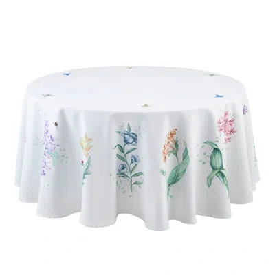 Lenox Butterfly Meadow Garden 70" Round Tablecloth In White,blue