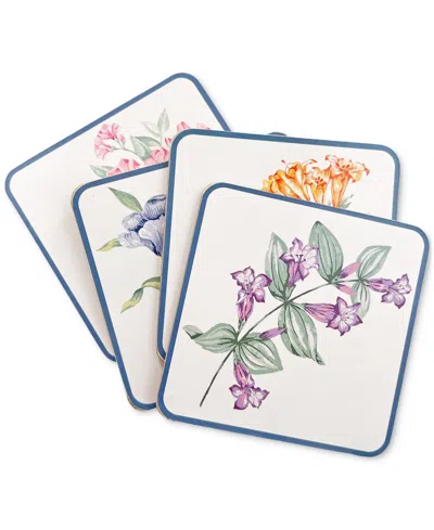 Lenox Butterfly Meadow Garden Cork Coasters, Set Of 4 In White Multi