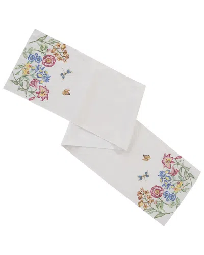 Lenox Butterfly Meadow Garden Embroidered Runner In White