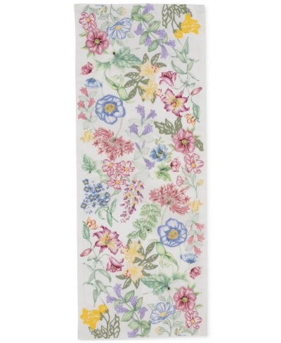 Lenox Butterfly Meadow Garden Embroidered Runner In White Multi