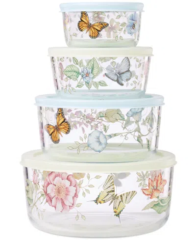 Lenox Butterfly Meadow Glass Food Storage Container With Lid, Set Of 4 In Multi