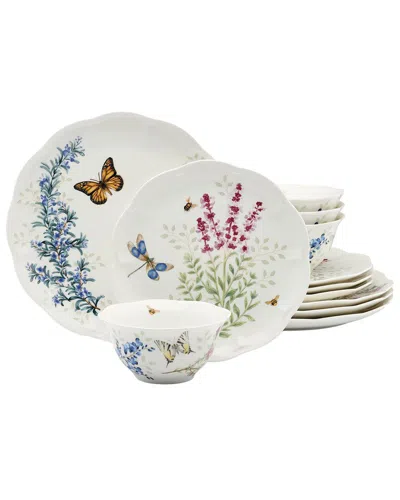 Lenox Butterfly Meadow Herbs 12pc Dinnerware Set In White
