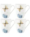 Lenox Butterfly Meadow Hydrangea 4 Piece Mug Set In Multi