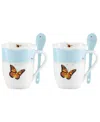 Lenox Butterfly Meadow Mugs With Spoons, Set Of 2 In Blue