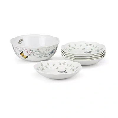 Lenox Butterfly Meadow Porcelain Salad Bowl Set In White