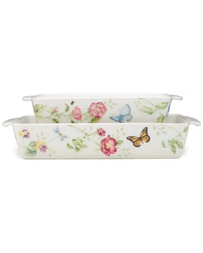 Lenox Butterfly Meadow Rectangular Baker 2-piece Set In White