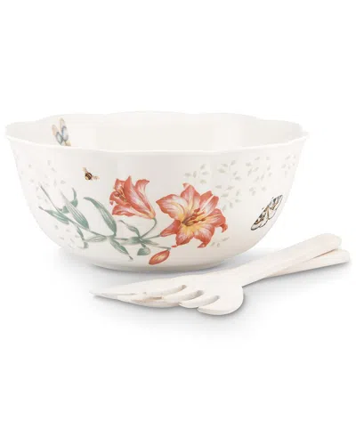 Lenox Butterfly Meadow Salad Bowl & Servers In Multi
