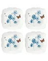Lenox Butterfly Meadow Square 4pc Dinner Plates In White