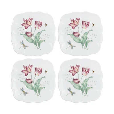 Lenox Butterfly Meadow Square Accent Plates, Set Of 4 In Multi