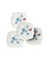 Lenox Butterfly Meadow Square Dinner Plate Set, Set Of 4 In Multi And White