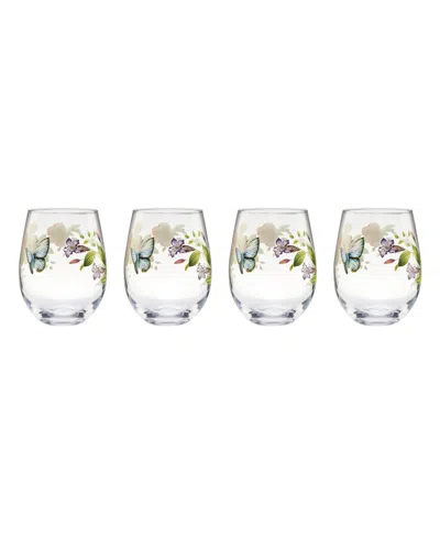 Lenox Butterfly Meadow Stemless Wine Glasses, Set Of 4 In Multi