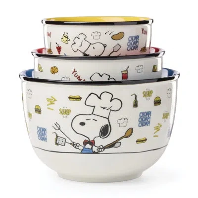 Lenox Chef Snoopy 3-piece Bowl Set In Ivory