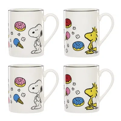 Lenox Chef Snoopy Mugs, Set Of 4 In White,yellow,blue,pink