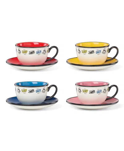 Lenox Chef Snoopy Tea Cup And Saucer, Set Of 4 In Multi