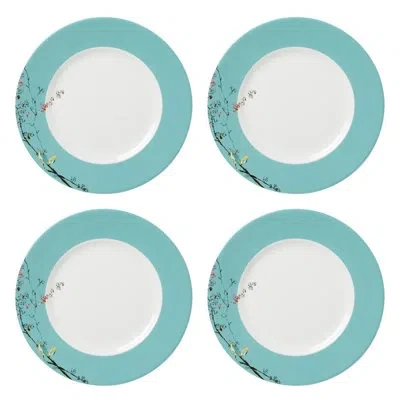 Lenox Chirp Dinner Plates, Set Of 4 In Blue;white