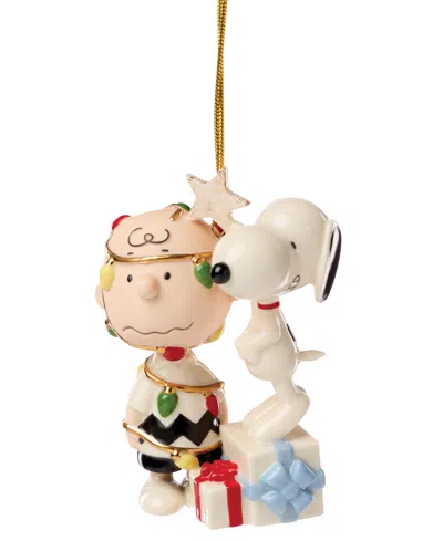 Lenox Christmas Tree Charlie Brown & Snoopy Ornament In Multi