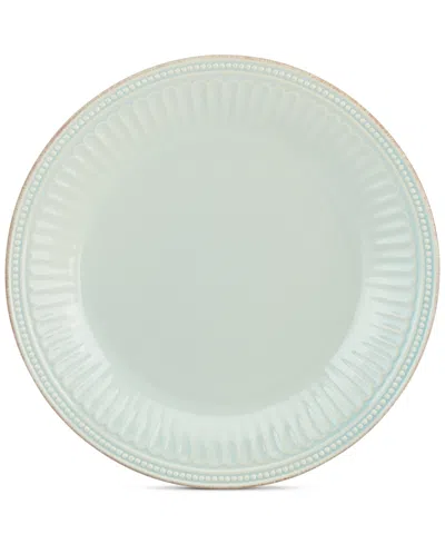 Lenox Dinnerware Stoneware French Perle Groove White Dinner Plate In Ice Blue