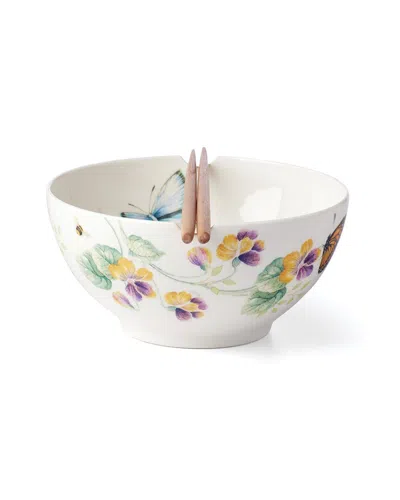 Lenox Discontinued  Butterfly Meadow Bowl & Chopsticks In Multi