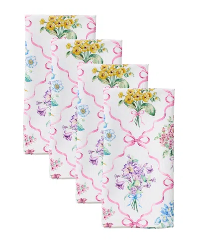 Lenox Elegant Bouquet 4-pack Ribbon Napkins, 19" X 19" In White