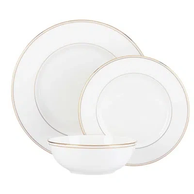 Lenox Federal Gold Bone China 3 Piece Place Setting, Service For 1 In White;gold
